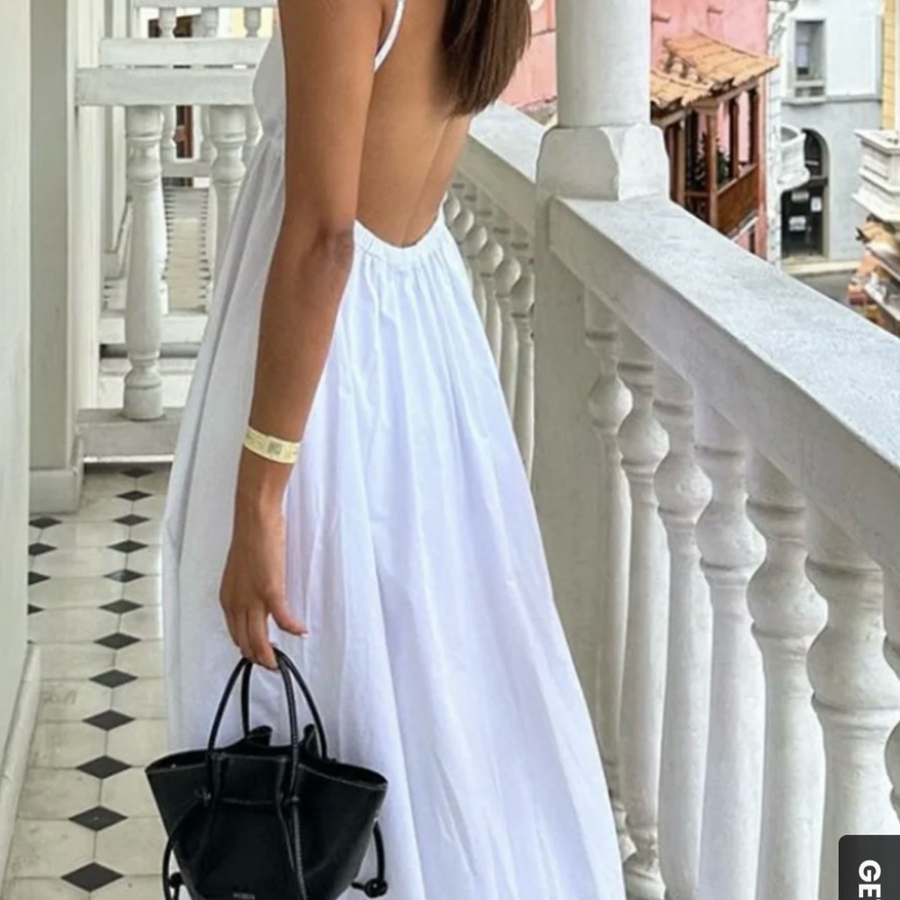 Commense White Backless Sundress
